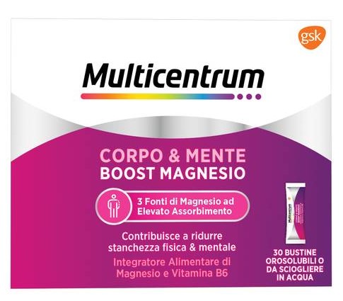 Multicentrum Corpo e Mente Boost - integratore di magnesio e vitamina B6 - 30 buste